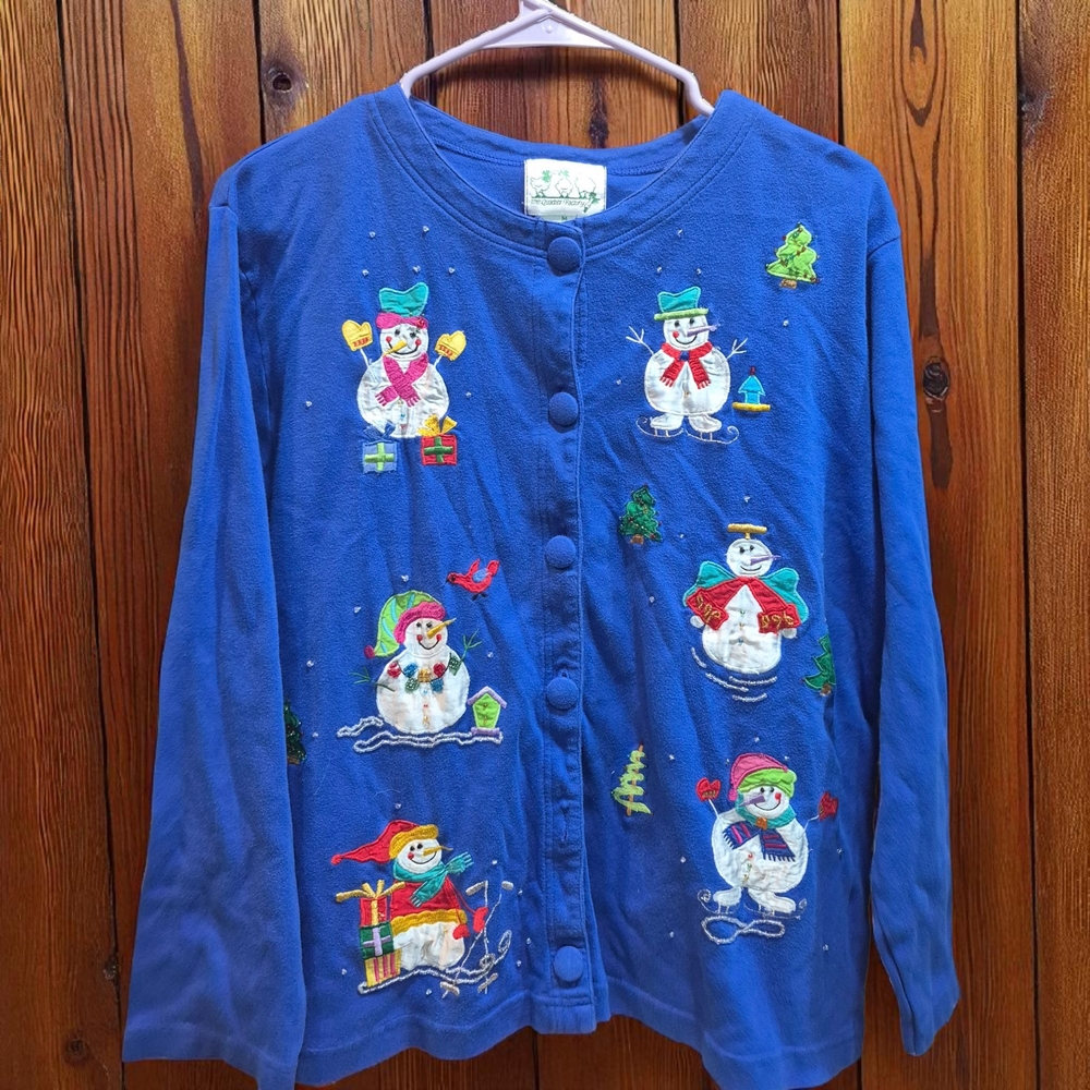 The Quacker Factory Christmas Cardigan Medium Grandmacore Ugly Sweater